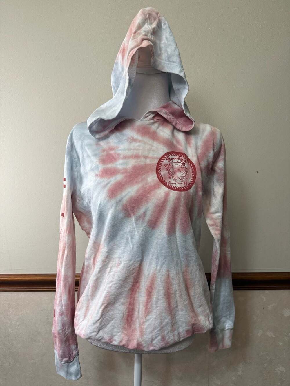 Rag Apparels Snooky's Ocean Front Cherry Grove SC Tie Dye Lightweight Hoodie